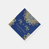 Elegante Blue Gold Wedding Serviette (Ecke)