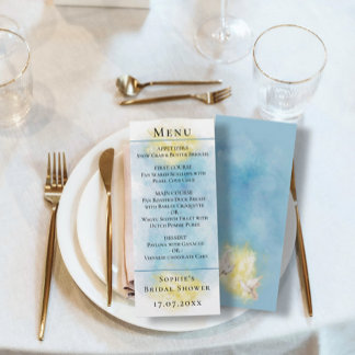 Elegante Blue & Gold Wedding White Doves Karte
