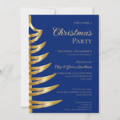 Elegante Blue & Gold Weihnachten Party Einladung (Vorderseite)