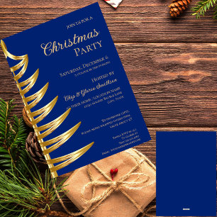 Elegante Blue & Gold Weihnachten Party Einladung