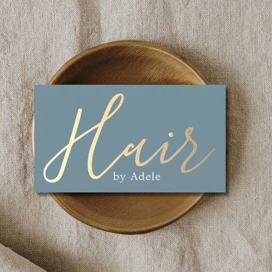 Elegante Blue Golden Hair Stylist Business Card Visitenkarte