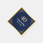 Elegante Blue-Goldene 40. Geburtstagsfeier Serviette (Ecke)