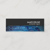 Elegante Blue Gray Circuit Computerreparatur Mini Visitenkarte (Vorderseite)