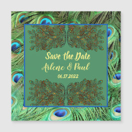 Elegante Blue Green Peacock Feather Card Magnetkarte