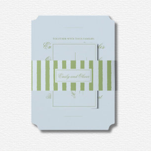 Elegante Blue Green Stripes Hochzeit Einladungsbanderole