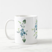 Elegante Blue Green Watercolor Blume Kaffeetasse (Links)