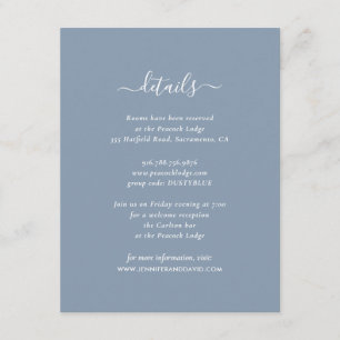 Elegante Blue Guest Information Cards Begleitkarte
