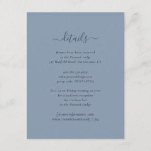 Elegante Blue Guest Information Cards Begleitkarte