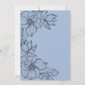 Elegante Blue Hand Drawn Floral Wedding Einladung (Rückseite)