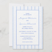 Elegante Blue Hand Drawn Seashell Coastal Hochzeit Einladung (Vorderseite)