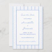 Elegante Blue Hand Drawn Seashell Coastal Hochzeit Save The Date (Vorderseite)