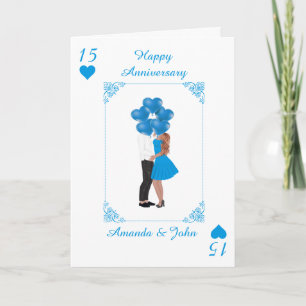 Elegante Blue Happy Anniversary Personalisiert Car Feiertagskarte