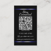 Elegante Blue Heart Foto QR-Code-Vorlage Visitenkarte (Rückseite)