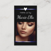 Elegante Blue Heart Foto QR-Code-Vorlage Visitenkarte (Vorderseite)