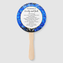 Elegante Blue Heart Leaf Tree Gold Wedding Fächer