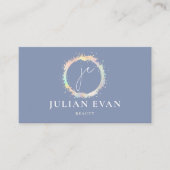 Elegante Blue Holographic Monogram Business Card Visitenkarte (Vorderseite)