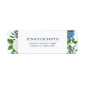 Elegante Blue Hydrangea Baby Shower Rücksendeadres (Vorne)