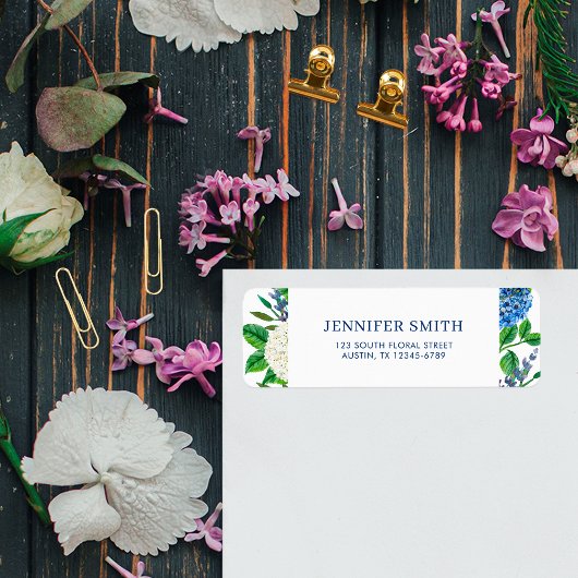 Elegante Blue Hydrangea Baby Shower Rücksendeadres