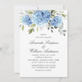 Elegante Blue Hydrangea Blumenhochzeit Einladung (Vorderseite)