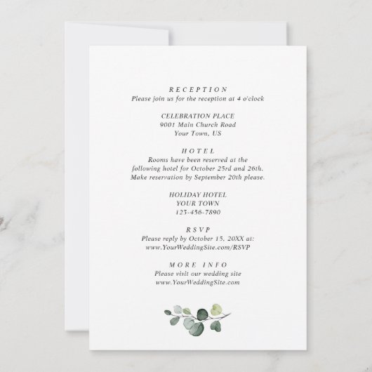 Elegante Blue Hydrangea Blumenhochzeit Einladung (Rückseite)