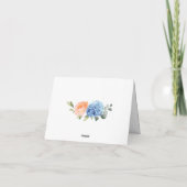 Elegante Blue Hydrangea Blush Pink Roses Blume Dankeskarte (Rückseite)