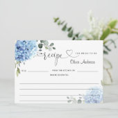 Elegante Blue Hydrangea Brautparty Rezept Card Einladung (Stehend Vorderseite)