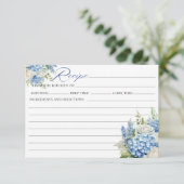 Elegante Blue Hydrangea Brautparty Rezept Card Einladung (Stehend Vorderseite)