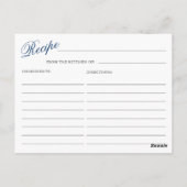 Elegante Blue Hydrangea Brautparty Rezept Card Postkarte (Rückseite)