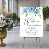 Elegante Blue Hydrangea Eukalyptus Engagement Part Poster