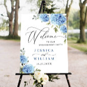 Elegante Blue Hydrangea Eukalyptus Engagement Part Poster
