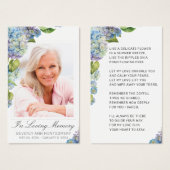 Elegante Blue Hydrangea Floral Foto Beerdigungskar (Vorne & Hinten)