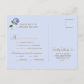 Elegante Blue Hydrangea Floral RSVP Cards Einladungspostkarte (Rückseite)