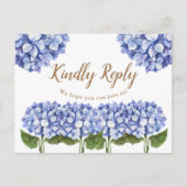 Elegante Blue Hydrangea Floral RSVP Cards Einladungspostkarte (Vorderseite)