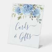 Elegante Blue Hydrangea Karten und Geschenke Hochz Sockelschild (Vorderseite)