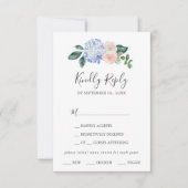 Elegante Blue Hydrangea Menü Auswahl RSVP Karte (Vorderseite)