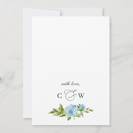 Elegante Blue Hydrangea Watercolor ENGAGEMENT PART Einladung (Rückseite)