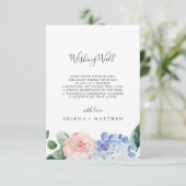 Elegante Blue Hydrangea Wedding Well Well Card Begleitkarte (Stehend Vorderseite)