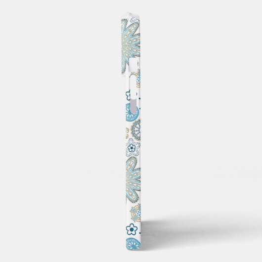 Elegante Blue Imitats Gold Fantasy Mandala Art Pat iPhone Hülle (Linke Seite)