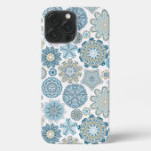 Elegante Blue Imitats Gold Fantasy Mandala Art Pat iPhone Hülle (Rückseite)