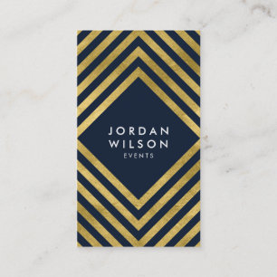 Elegante Blue Imitats Gold Geometric Social Media Visitenkarte