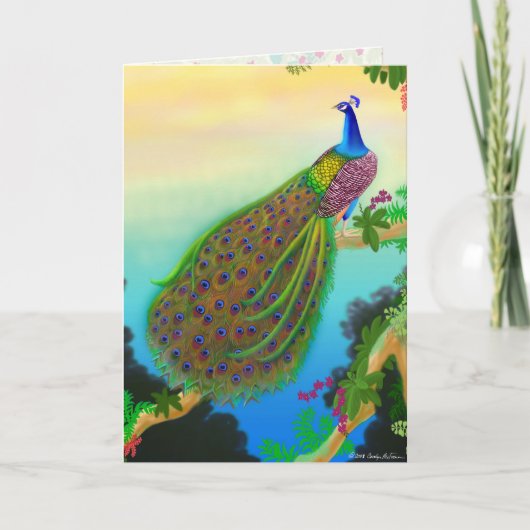 Elegante Blue Indian Peacock Greeting Card Karte (Vorderseite)