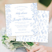 Elegante Blue Line Art Woodland Baby Boy Dusche Einladung