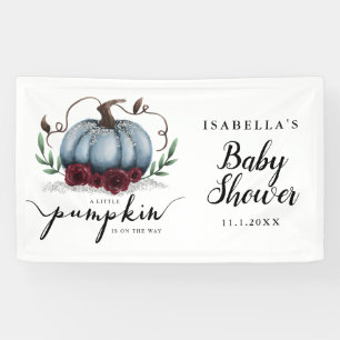 Elegante Blue Little Pumpkin Baby Dusche Banner