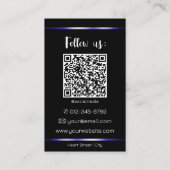 Elegante Blue Logo Foto QR-Code-Vorlage Visitenkarte (Rückseite)