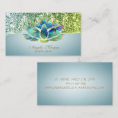 Elegante Blue Lotus Blume Glitzer Border Visitenkarte (Vorne/Hinten)
