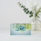 Elegante Blue Lotus Blume Glitzer Border Visitenkarte (Stehend Vorderseite)