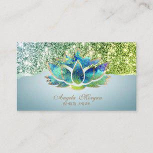 Elegante Blue Lotus Blume Glitzer Border Visitenkarte