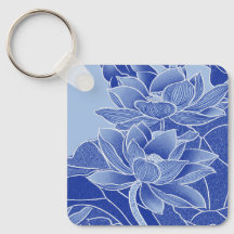 Elegante Blue Lotus Blume Mandala Chinoiserie