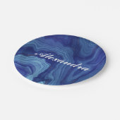Elegante Blue Marble Agate Party Paper Teller (Schrägansicht)