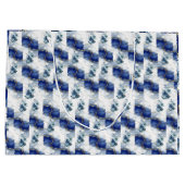 Elegante Blue Marble Geschenktasche Große Geschenktüte (Rückseite)
